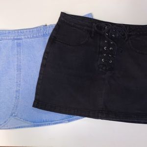 Kendall & Kylie Black Lace Up Front Denim Skirt